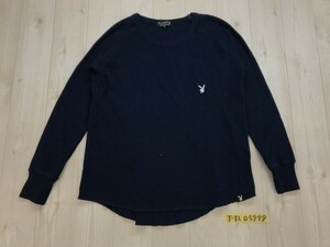 PLAYBOY プレイボーイ レディース ロゴ刺繍 リブ付き カットソー M(154-162) 紺