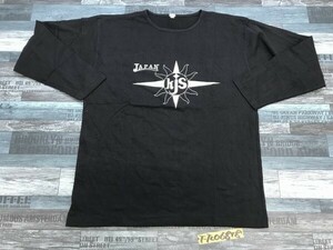 KJS メンズ 両面JAPANロゴプリント ロンT 長袖Tシャツ F 焦げ茶