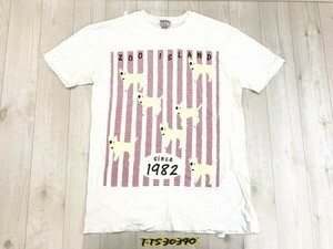 THE COLLECTION ZOO ISLAND メンズ 日本製 犬プリント 半袖Tシャツ 白