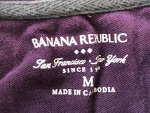 BANANA REPUBLIC バナナリパブリック メンズ ボーダー ワンポイント刺繍 半袖ポロシャツ M 紫グレー_画像2