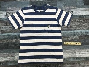 UT UNIQLO ユニクロ × ミニオンズ メンズ ワッペン付き ボーダー 半袖Tシャツ M 白ダスティブルー