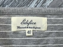 EDIFICE エディフィス レディース ラメ混 ボーダー 半袖Tシャツ 40 杢グレー白_画像2