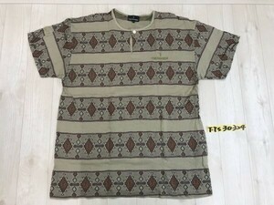 TRUSSARDI トラサルディ メンズ ロゴ刺繍 エスニック ヘンリーネック 半袖Tシャツ L カーキグリーン