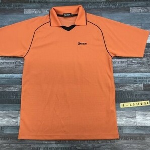SRIXON スリクソン メンズ ゴルフ Vネック ロゴ刺繍 ドライ 半袖ポロシャツ M オレンジの画像1