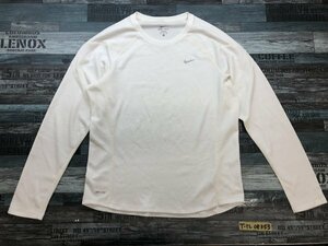 NIKE ナイキ メンズ DRI-FIT ワンポイント メッシュラグラン ロンT 長袖Tシャツ L 白