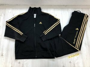 adidas アディダス メンズ サイドライン ジャージ上下セットアップ L 黒金