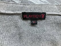 PLAYBOY プレイボーイ レディース ワンポイント刺繍 Vネック コットンニットカーディガン 大きいサイズ LL グレー_画像2