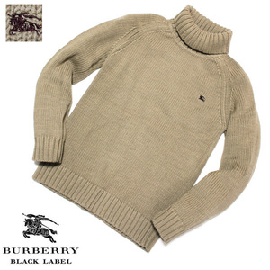 　バーバリーブラックレーベル　 ホースマーク刺繍 　イタリア製の羊毛100%　タートルニットセーター
