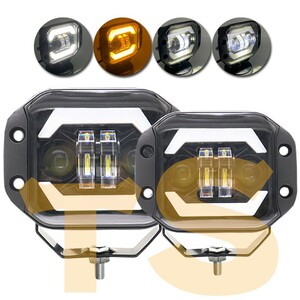 送料無料☆ フォグランプ LED 作業灯 ホワイト イカリング イエロー12V/24V ジープ ジムニー 建築機械 4x4 UM001 2個 40W 4インチ 埋込式