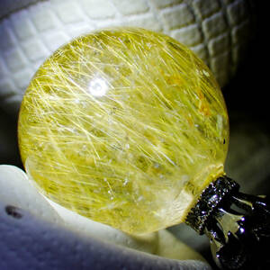 天然石 タイチン ゴールド ルチル ネックレス ペンダント 水晶玉 風水 占い 金 パワーストーン