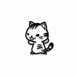 【猫のみ・小サイズ】立ちふさがるネコのカッティングステッカー【トラ柄・黒色】