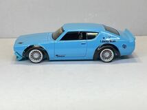 1/64 ホットウィールスカイライン 2000GT-R (KPGC110)LBWK ケンメリ グラチャン カスタム改造 ローダウン 旧車 深リム カスタムミニカー _画像3