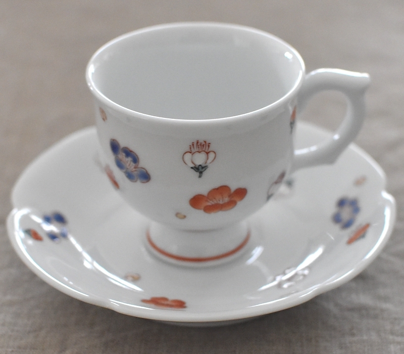 Jin kiln (Yuji Obata) hand-painted cup and saucer (unused item), tea utensils, Cup and saucer, coffee, For both tea and tea