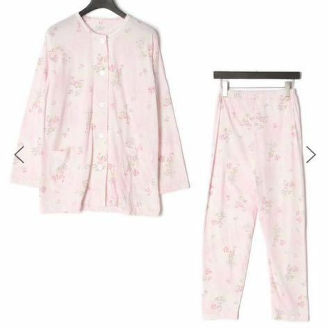 新品袋入りロマンス小杉ピンク花柄パジャマ綿天竺ニットL日本製長袖 長パンツ 