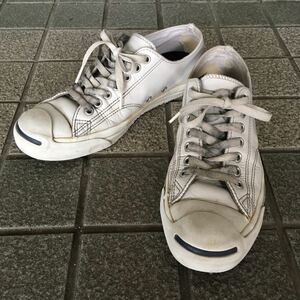 コンバース ジャックパーセル レザー white 26cm USED CONVERSE LEA JACK PURCELL US7.5 白 革 アメカジ 古着 スニーカー