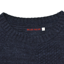 ハリウッドランチマーケット BLUE BLUE ブルーブルー 藍 インディゴ ニット セーター コットンニット size.3(L)_画像4
