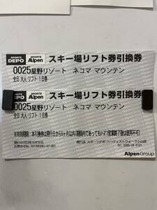 星野リゾート　ネコマ　マウンテン　大人　一日券　　2枚セット