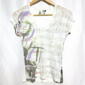 ◆ROXY Vネック Tシャツ(ホワイト) サイズM◆USED