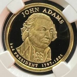 #210【1円スタート 米国建国の父】2007年 ジョン・アダムス米国第2代大統領 PF 69 ULTRA CAMEO Silver $1 銀貨Gilt