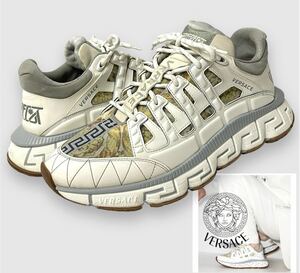 23SS VERSACE Trigreca Sneaker ヴェルサーチ トライグレカ メドューサ レザー スニーカー バロック プリント 44 イタリア製 正規品