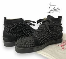 CHRISTIAN LOUBOUTIN LOUIS PIK PIK FLAT クリスチャン ルブタン スパイクスタッズ ハイカット スニーカー ブラック 40 正規品_画像1