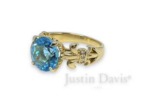 極美品 JUSTIN DAVIS ジャスティンデイビス K18 750 フレア カラーストーン ダイヤモンド リング 金6.9グラム 色石 指輪 正規品