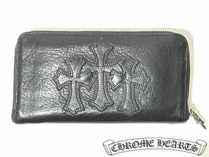 CHROME HEARTS REC F ZIP Wallet クロムハーツ 3セメタリー クロス ウォレット レザー ラウンドファスナー 長財布 ブラック 正規品