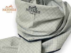 HERMES LOSANGE エルメス カレ ロザンジュ 100%コットン ひし形 スカーフ チェック柄 ブルー フランス製 正規品