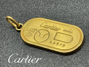 Cartier カルティエ ロゴ プレート ペンダント ネックレストップ ドッグタク メタル チャーム ゴールド 正規品