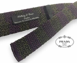 PRADA HOLLIDAY & BROWN LONDON プラダ ホリデーアンドブラウン ボーダー ニットタイ ネクタイ ナロータイ クラヴァット 正規品