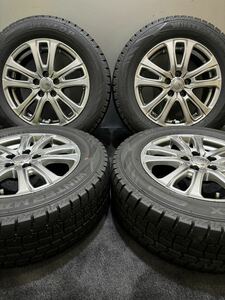 195/65R15 DUNLOP/WINTER MAXX WM02 21年製 SIBILLA L-5 15インチ 6J ＋40 100 5H スタッドレス 4本 プリウス ウィッシュ (南3-E967)