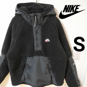 ナイキ 黒 スポーツウェア ヘリテージ ボアブルゾン ボアジャケット 男性S フリースジャケット NIKE フーディ もこふわ