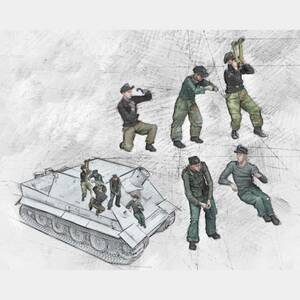 ジオラマ 1/35スケール 兵士5体 フィギュア 戦争 戦車用 外国兵 樹脂 未塗装 未組立 玩具 レジン キット ミニチュア ミリタリー p538