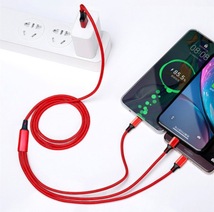 3in1 充電ケーブル 1.2m USB ケーブル 3A 急速充電 充電コード Type C ケーブル Micro USB ケーブル iPhone ライトニング lightning 黒_画像4