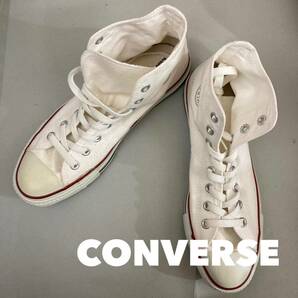 【新品未使用】コンバース CONVERSE スニーカー オールスター シューズ 靴 ハイカット HIGH 紐 キャンバス地 ホワイト 26.5cm @◆