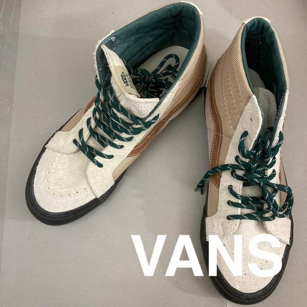 【希少・レア】バンズ VANS ヴォルト SK8-Hi ハイカー アウトドア ハイキング ボーンホワイト レザー グリーン ベージュ 27.0cm @◆