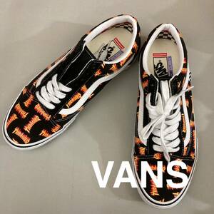 【新品未使用】バンズ VANS オールドスクール スラッシャー Thrasher コラボ ロゴ プリント キャンバス地 総柄 ブラック 28.5cm @◆