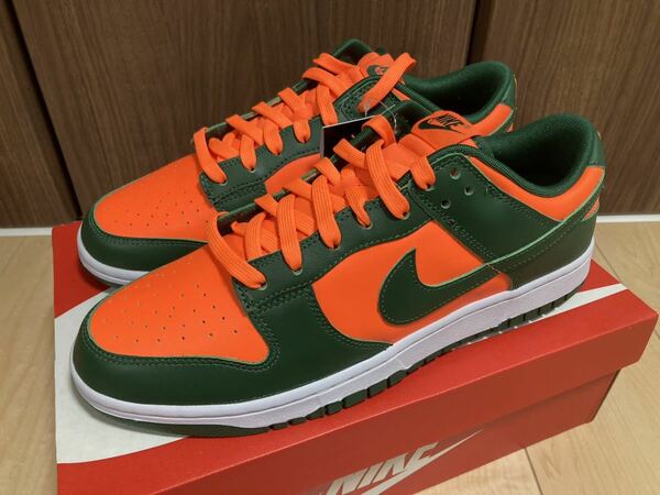 即決送料無料 DUNK LOW &#34;MIAMI HURRICANES&#34; DD1391-300 （チームグリーン/チームオレンジ/ホワイト）