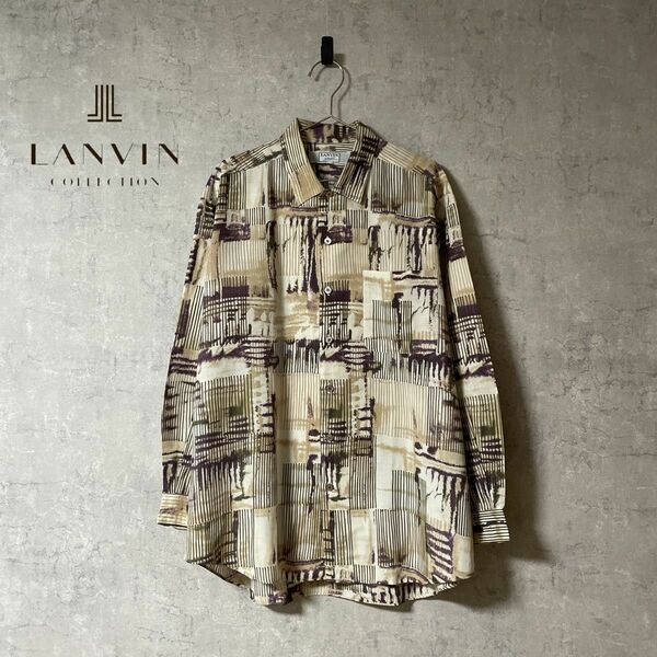 LANVIN ランバン デザインシャツ 柄シャツ 長袖 総柄 長袖シャツ