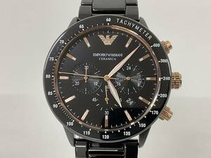 EMPORIO ARMANI エンポリオアルマーニ 腕時計 メンズ セラミックブラック AR70002 クロノグラフ 現状可動【7907】