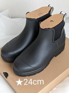 新品　UGG 　アグ　レインブーツ ブラック　黒　24cm ドロップレット