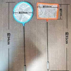 丸形1本、角形1本 密網 ごみ取りネット 魚掬う ミジンコ メダカ 金魚 熱帯魚 淡水魚 玉網 タモ網 浮草ネット アクアリウムの画像5