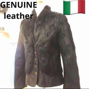 【高級素材】イタリア製　総レザー毛皮ジャケット　guarapo studio VERA PELLE 