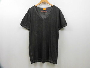 HUGO BOSS ヒューゴボス BOSS ORANGE ボスオレンジ ヴィンテージ加工 半袖 Vネック Tシャツ トップス グレー メンズ Lサイズ