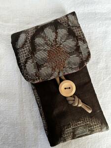 *am* fountain pen * pen case Ooshima pongee / tea large floral print ( old cloth )@3ps.@..@ hand made 