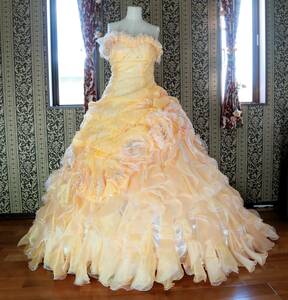  rare large size high class wedding dress 13 number 15 number 17 number 2L~4L braided up adjustment possibility orange color dress 