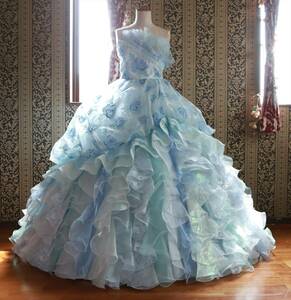 Aya na tureayanachu-ru высококлассный свадебное платье 11 номер L размер бледно-голубой цветное платье 