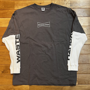Wasted Youth Black eye patch LAYERD L/S TEE COLOR:CHACOAL SIZE:XL