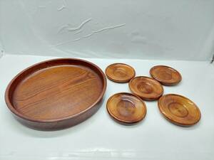 送料無料g29082 木製漆器 天然木 菓子盆 菓子器 茶盆 丸盆 給仕盆 HAND MADE WOOD SEIBI 茶道具 和食器