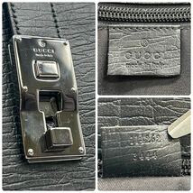 極美品 GUCCI グッチ ビジネスバッグ ハンド ブリーフケース ダレス ジャッキー ロック金具 オールレザー 大容量　A4収納可 スクエア 刻印_画像10